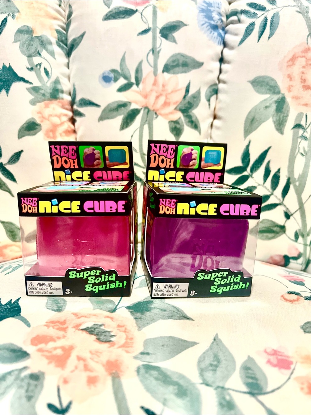 NEEDOH Nice Cube Super Solid Squish - Pink & Purple Pack of 2 AUTHENTIC